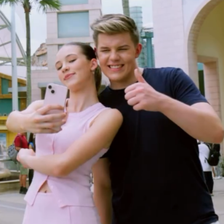 Prezley Lea with his friend during a add shoot.